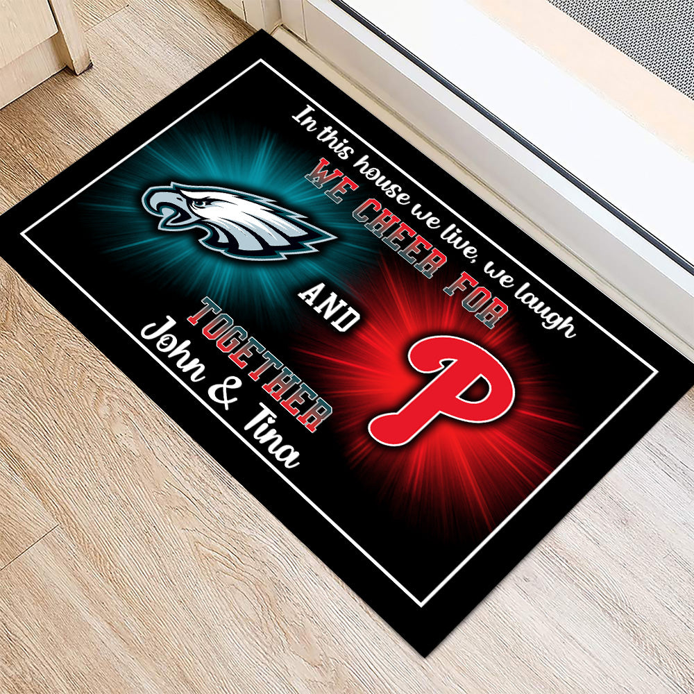 In This House We Cheer for Together - Anti Slip Indoor Doormat - PLDPAEG, PLDPAPL