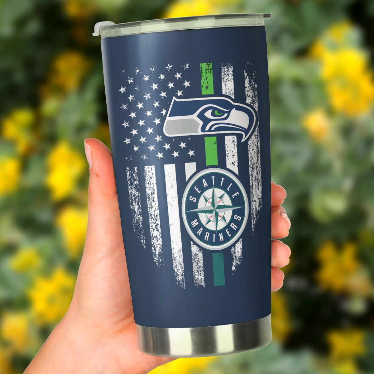 Just An Old Man Who Loves His Seattle Football And Baseball Tumbler