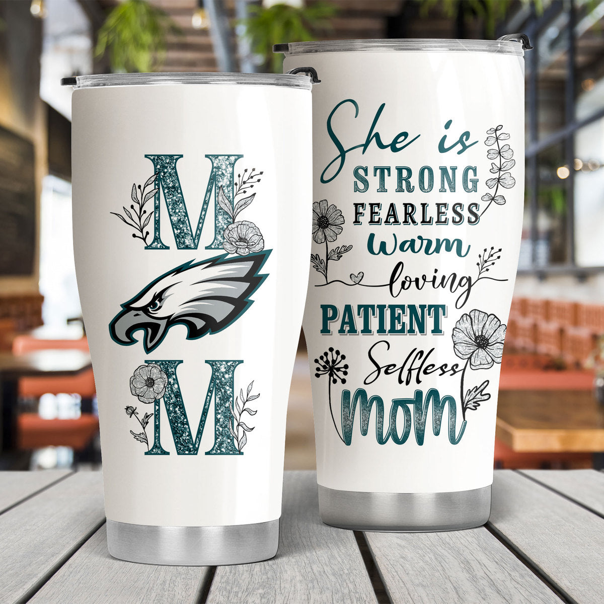 She Is Strong Mom Tumbler - Best Gift For Mother's Day, Philadelphia Football