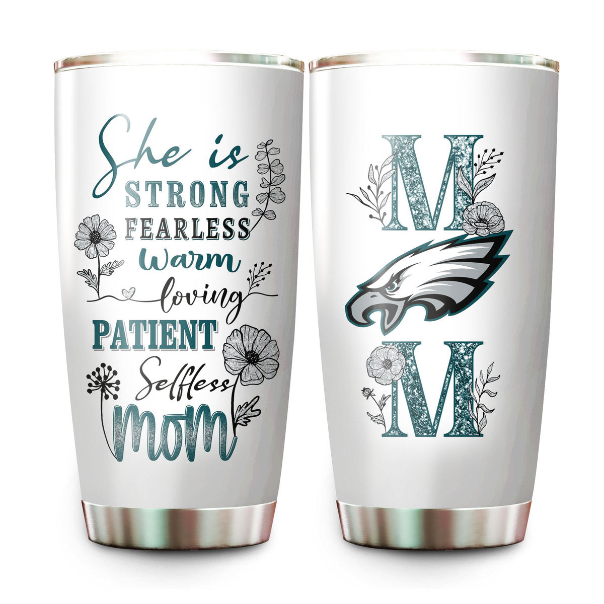 She Is Strong Mom Tumbler - Best Gift For Mother's Day, Philadelphia Football