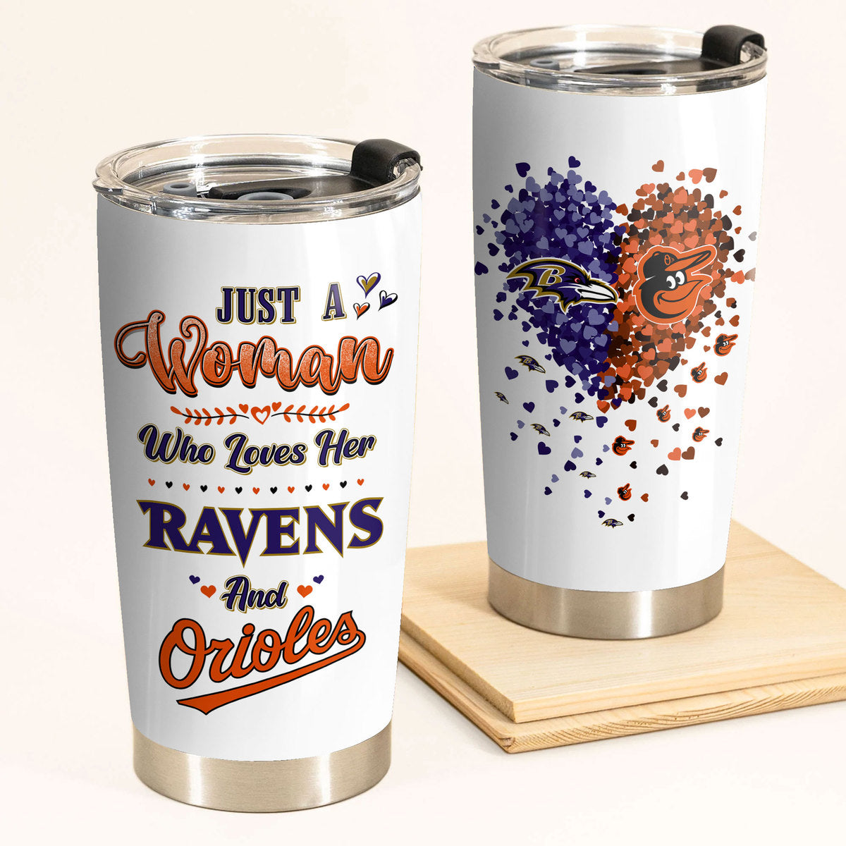 Just A Woman Who Loves Her Baltimore Football And Baseball Tumbler