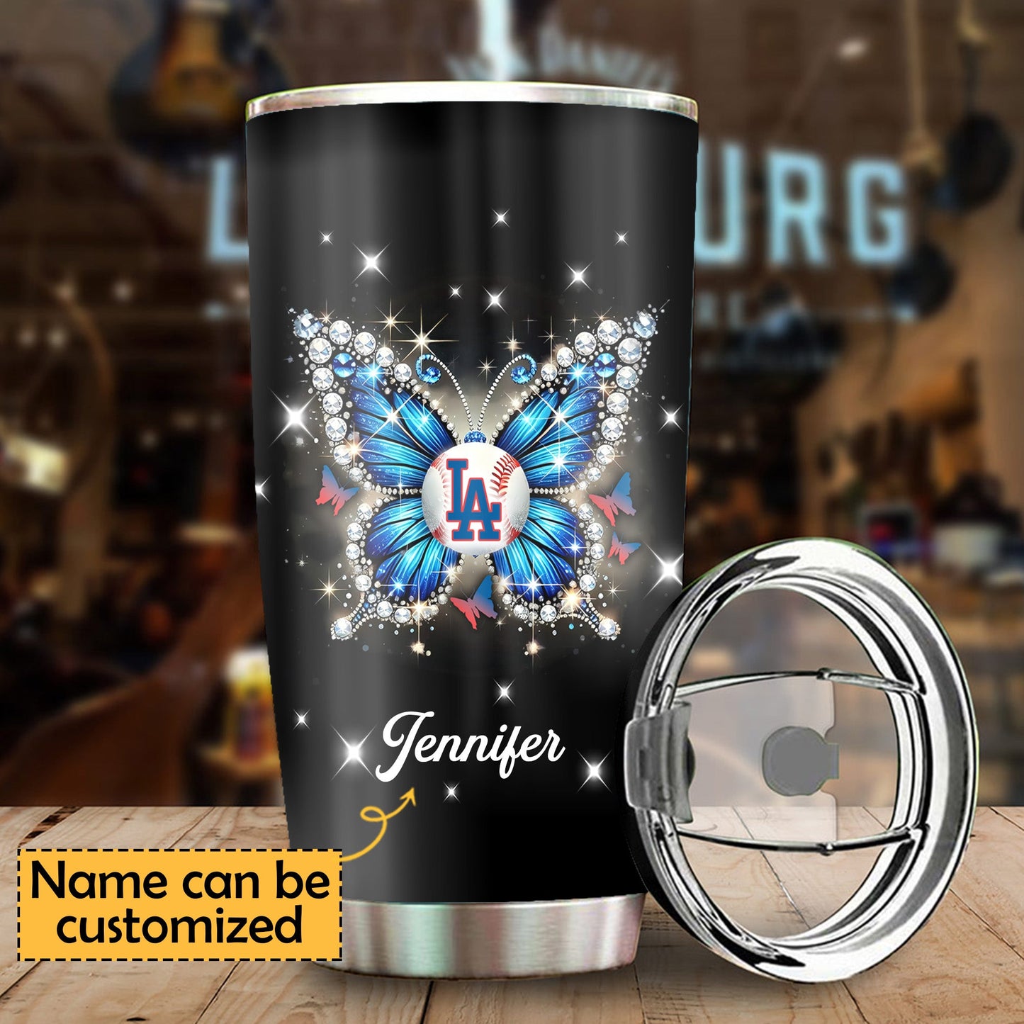 Butterfly Baseball Stainless Steel Tumbler - LADG