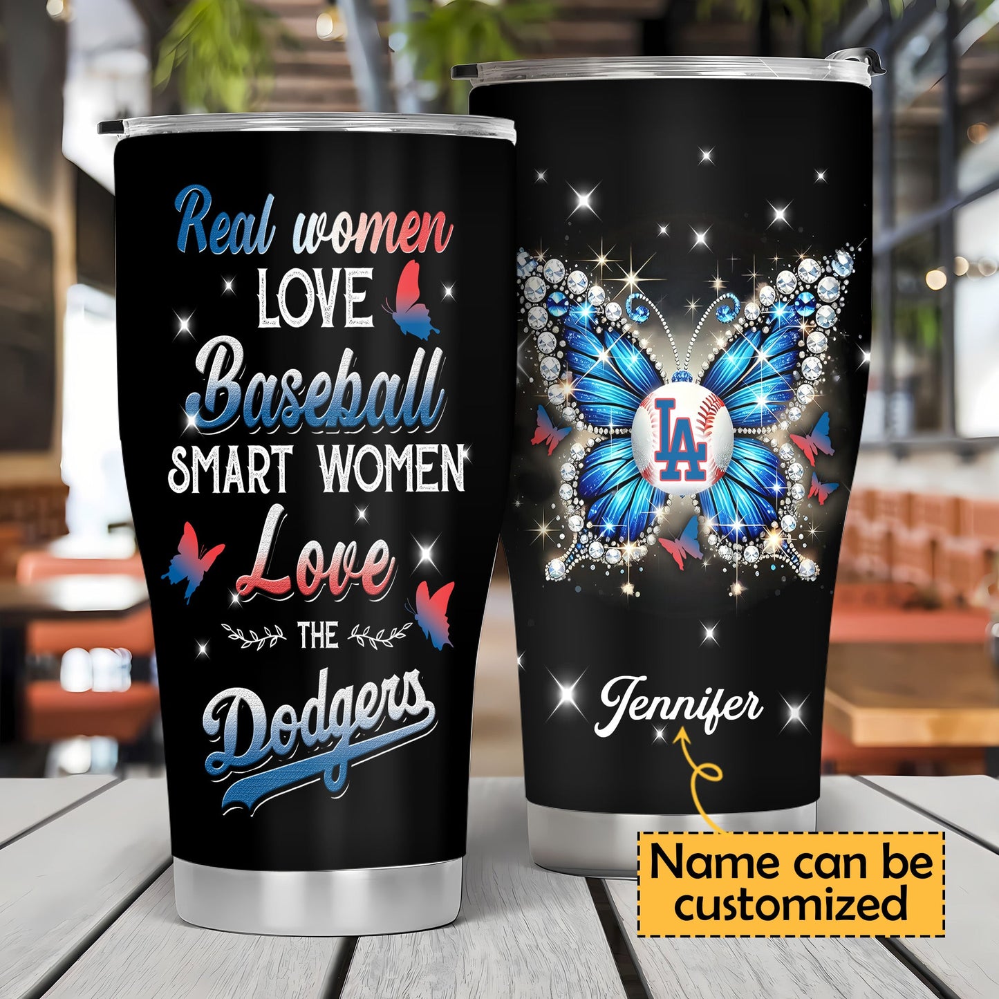 Butterfly Baseball Stainless Steel Tumbler - LADG