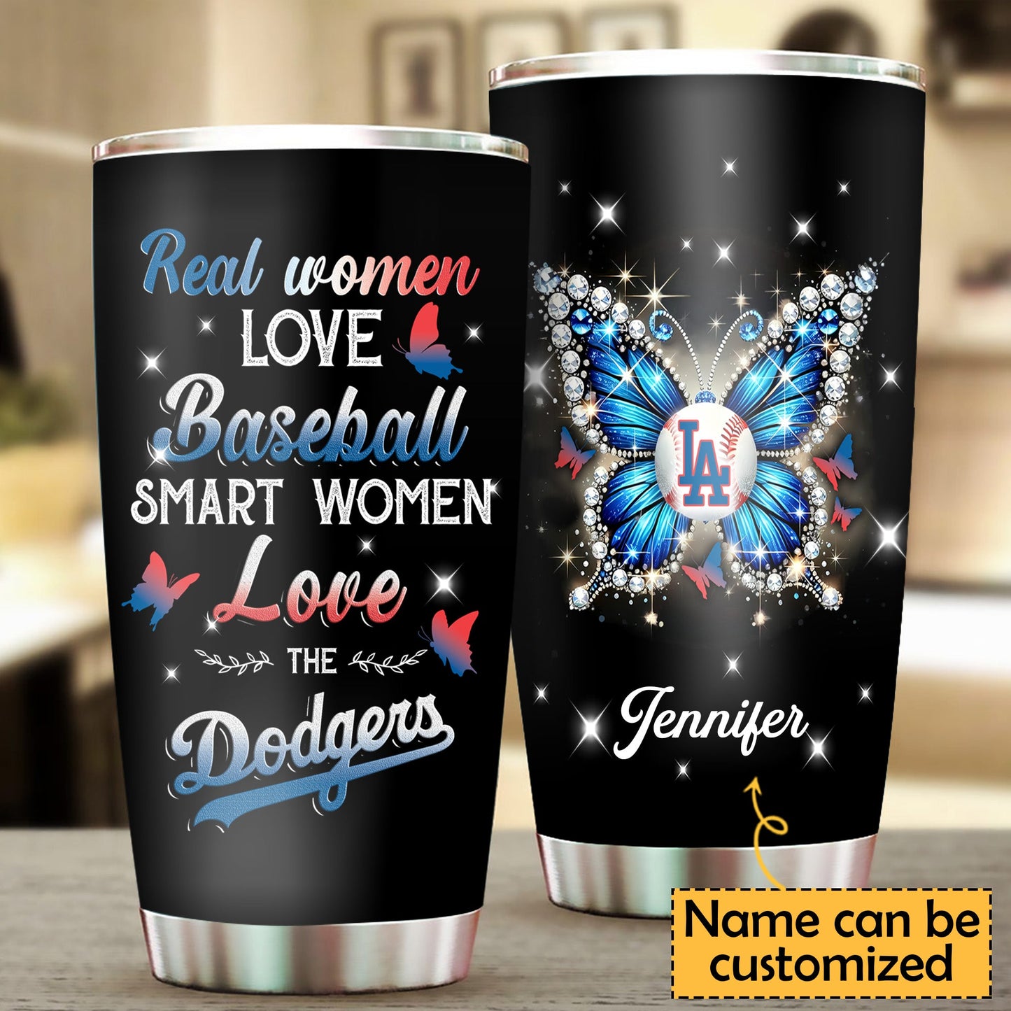 Butterfly Baseball Stainless Steel Tumbler - LADG