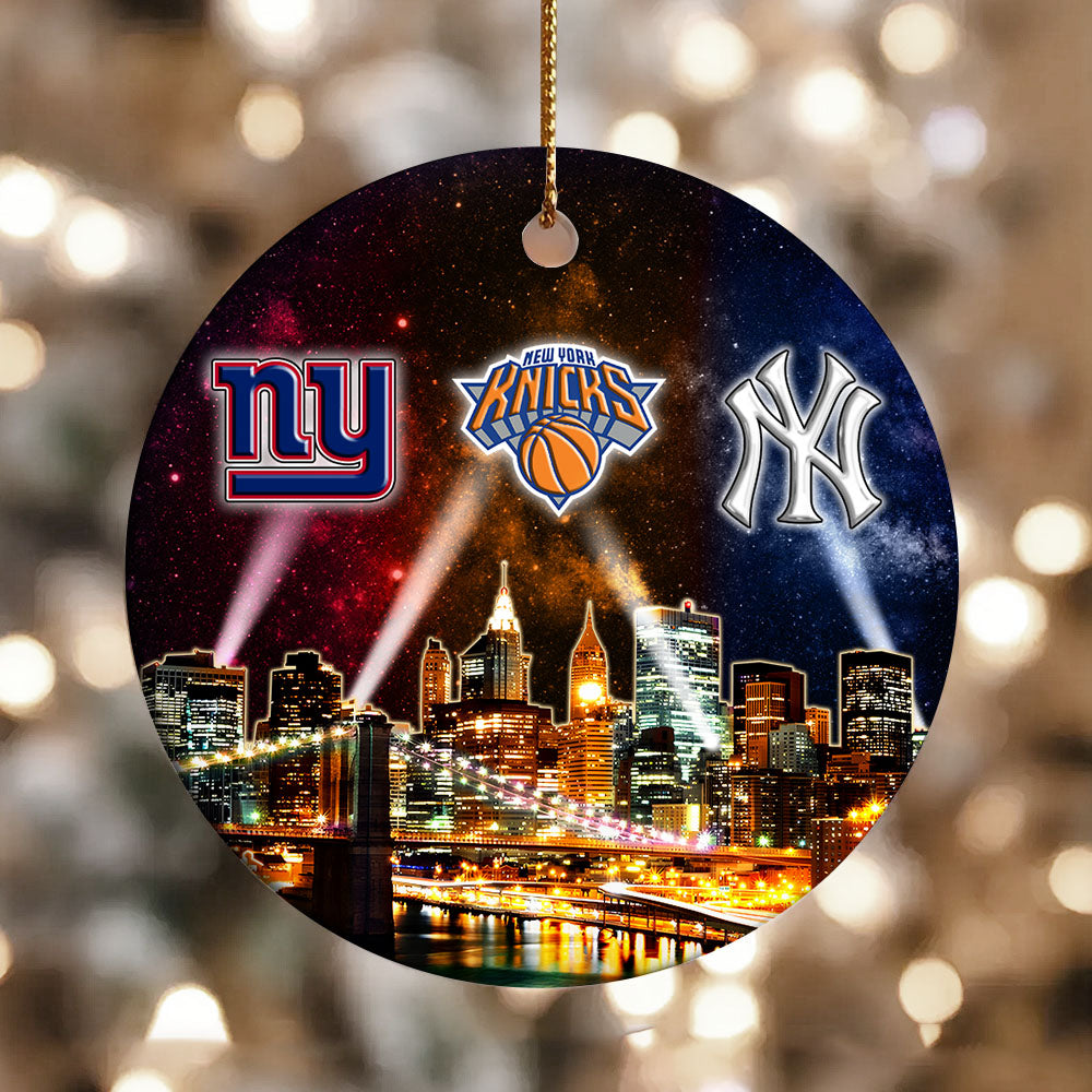 New York Skyline Ornament - Customize Circle Ceramic Ornament