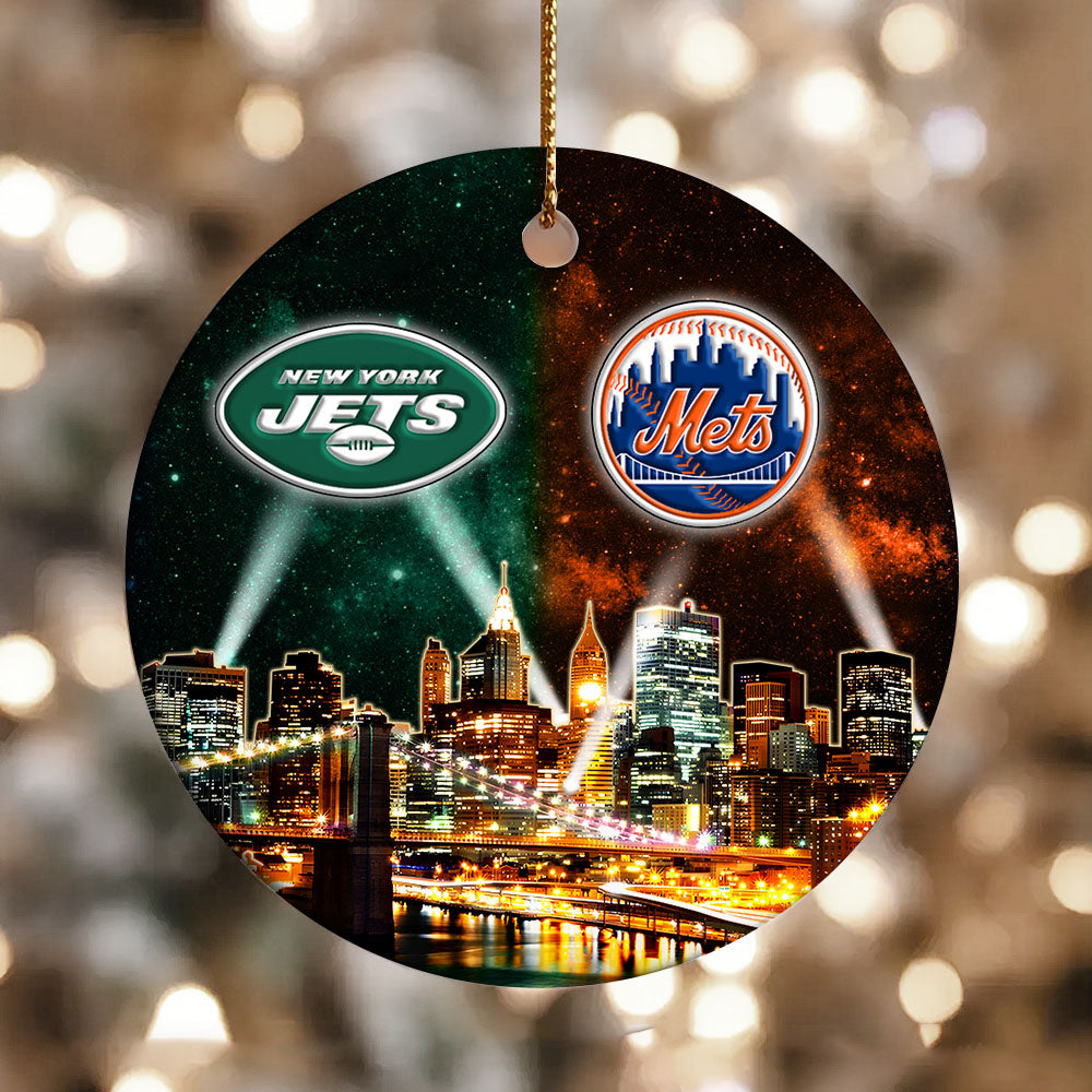 New York Skyline Ornament - Customize Circle Ceramic Ornament