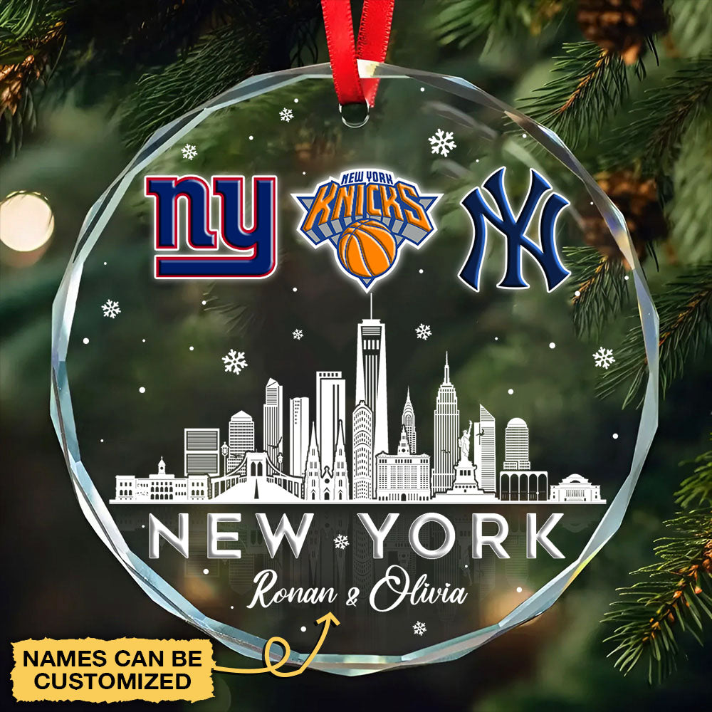 New York Skyline Ornament - Customized Glass Ornament