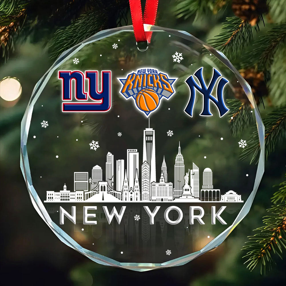 New York Skyline Ornament - Customized Glass Ornament