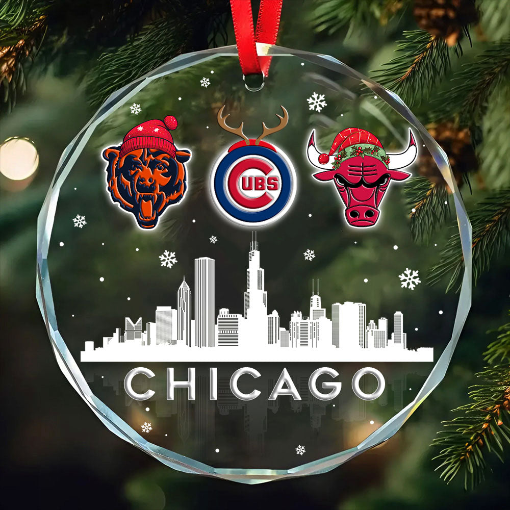 Chicago Skyline Ornament - Customized Glass Ornament