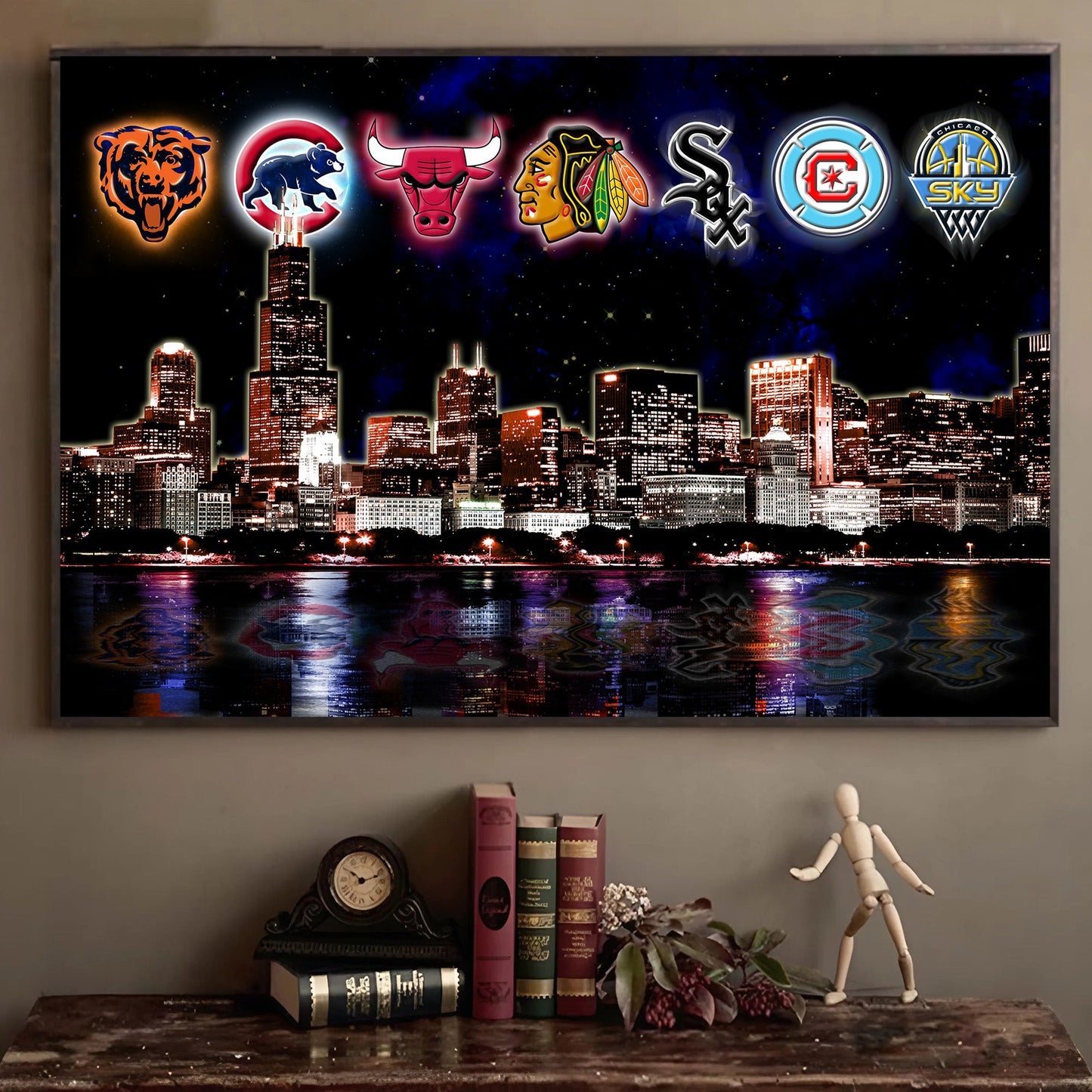 Chicago Skyline Unframed Poster, Wall Art (ver4)