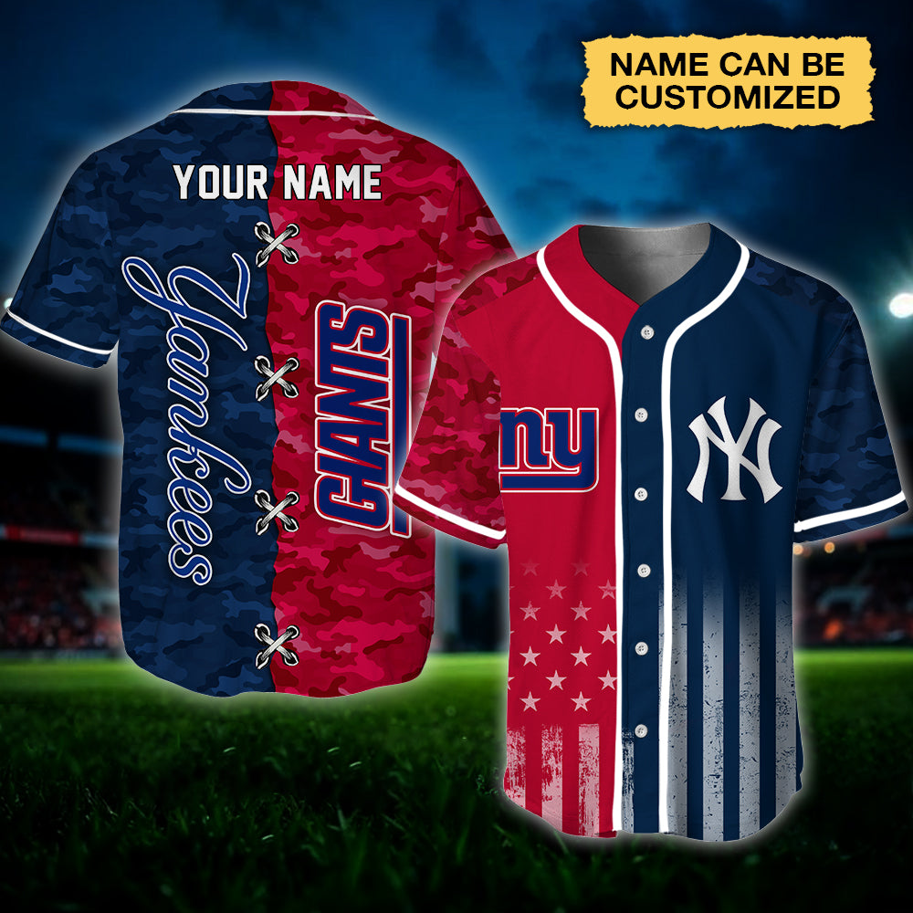 New York Camo Baseball Jersey - Customized Jersey - GIYK