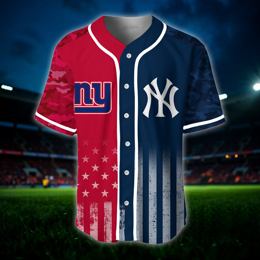 New York Camo Baseball Jersey - Customized Jersey - GIYK