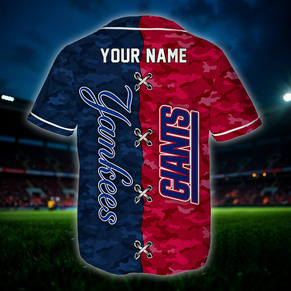 New York Camo Baseball Jersey - Customized Jersey - GIYK
