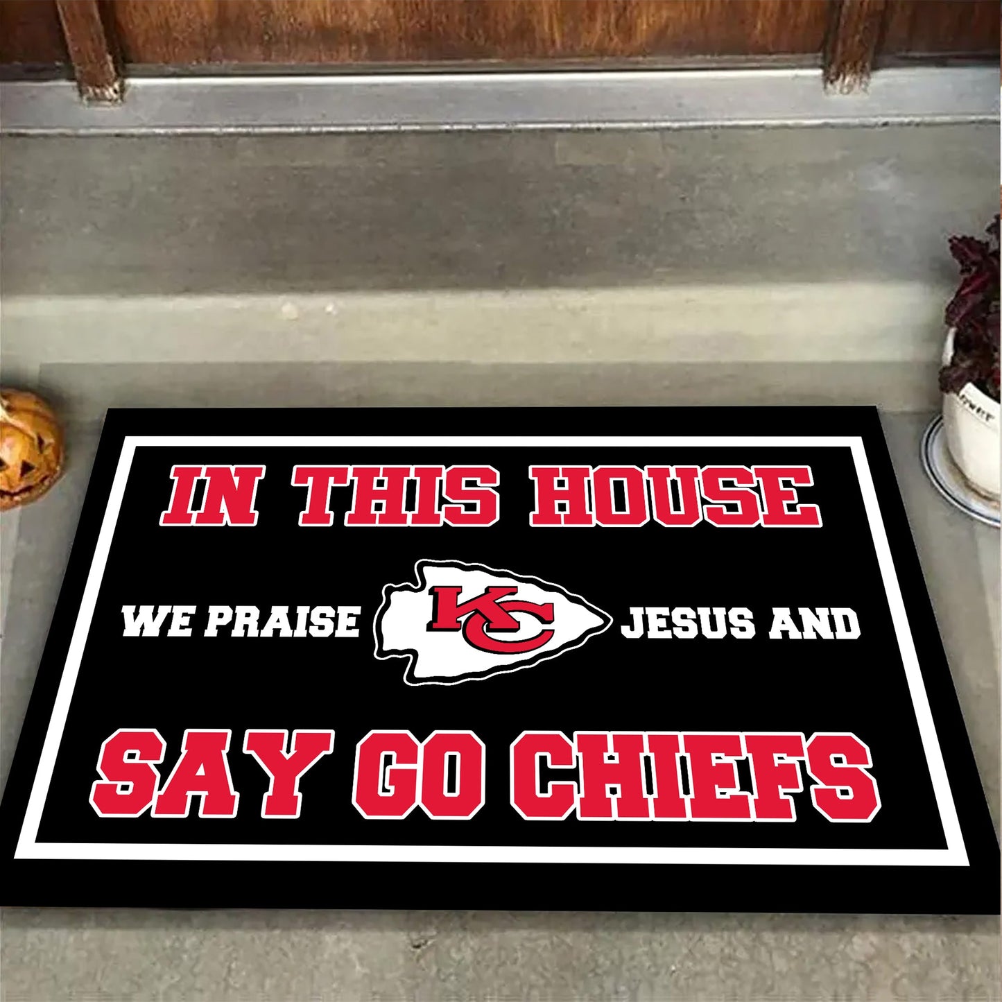 In This House We Praise Jesus Doormat - Anti Slip Indoor Doormat - KSCC