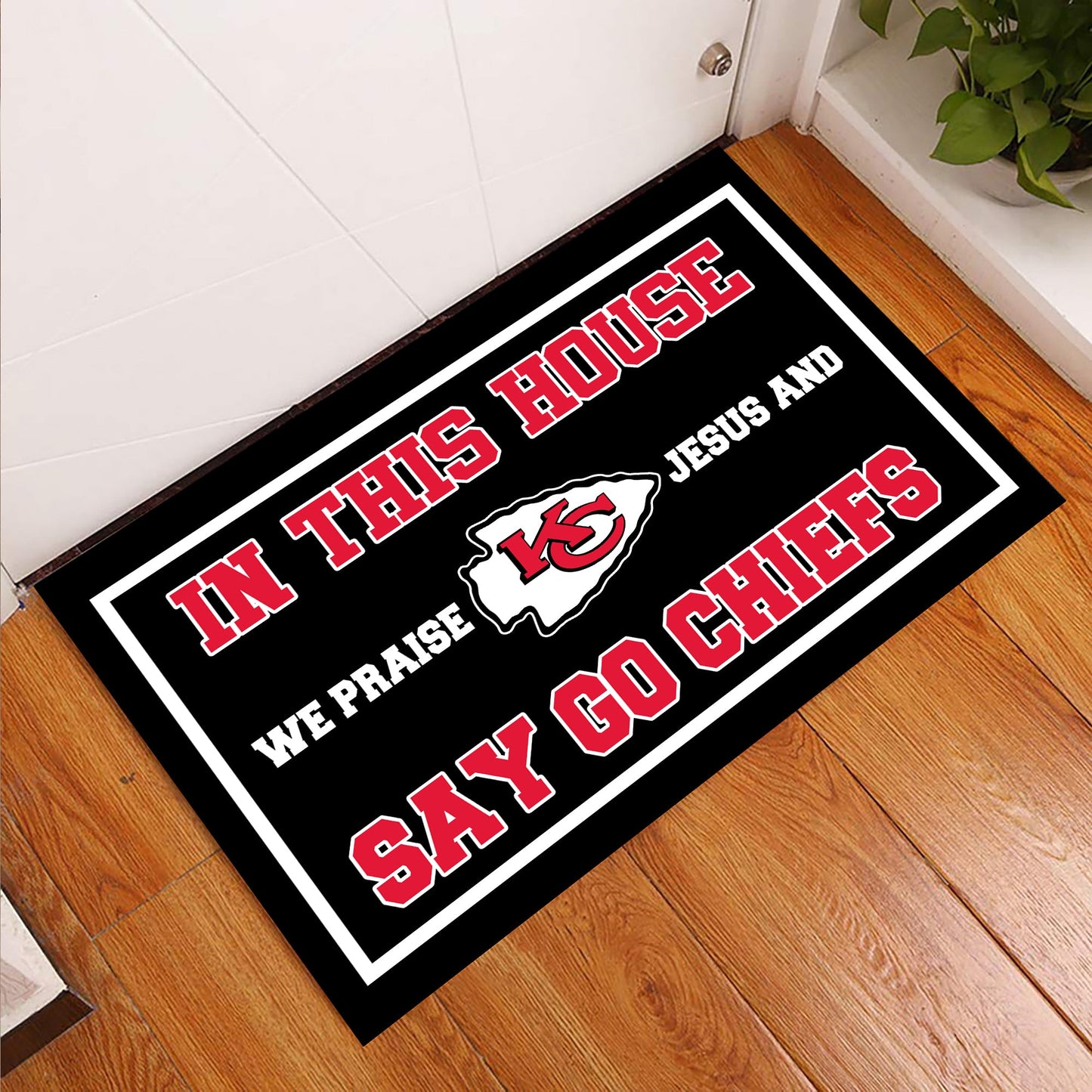 In This House We Praise Jesus Doormat - Anti Slip Indoor Doormat - KSCC