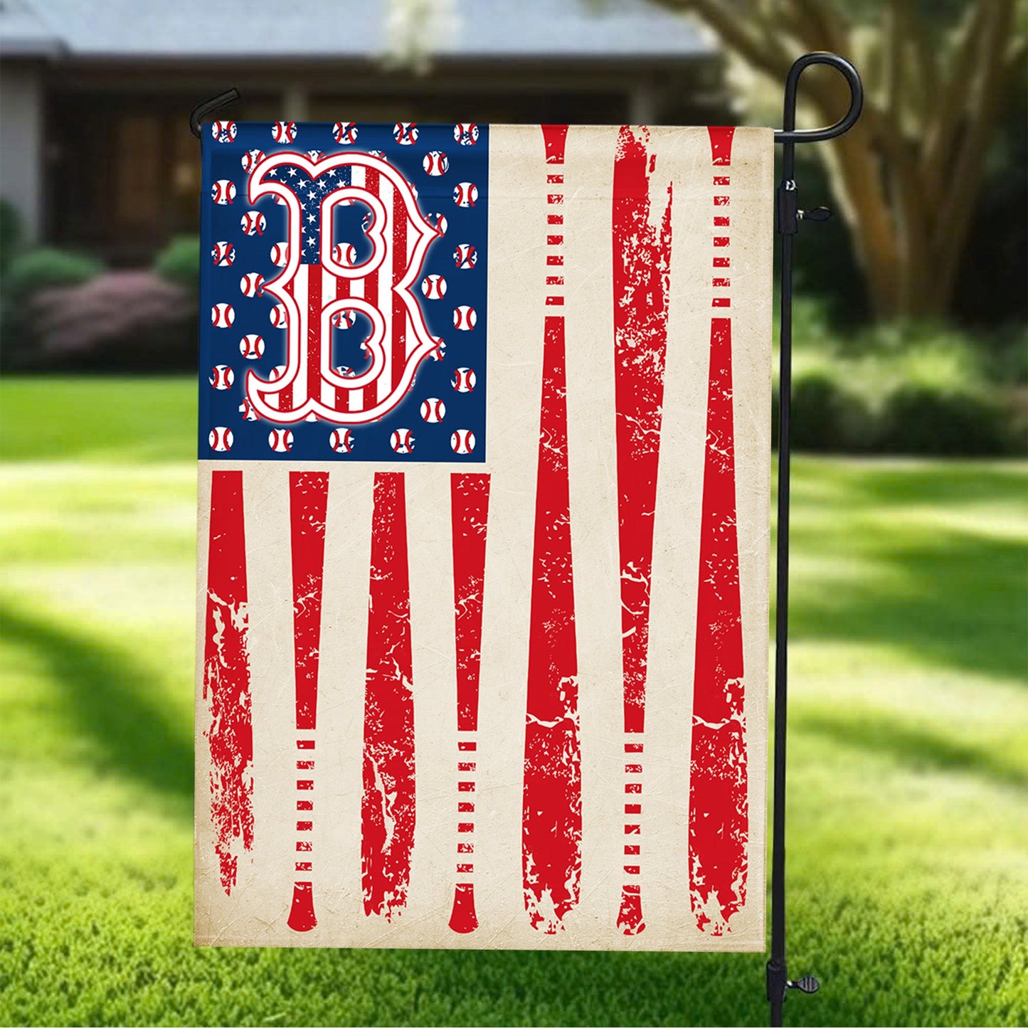 Patriotic 4th of July American Baseball Garden Flag - Customized Flag
