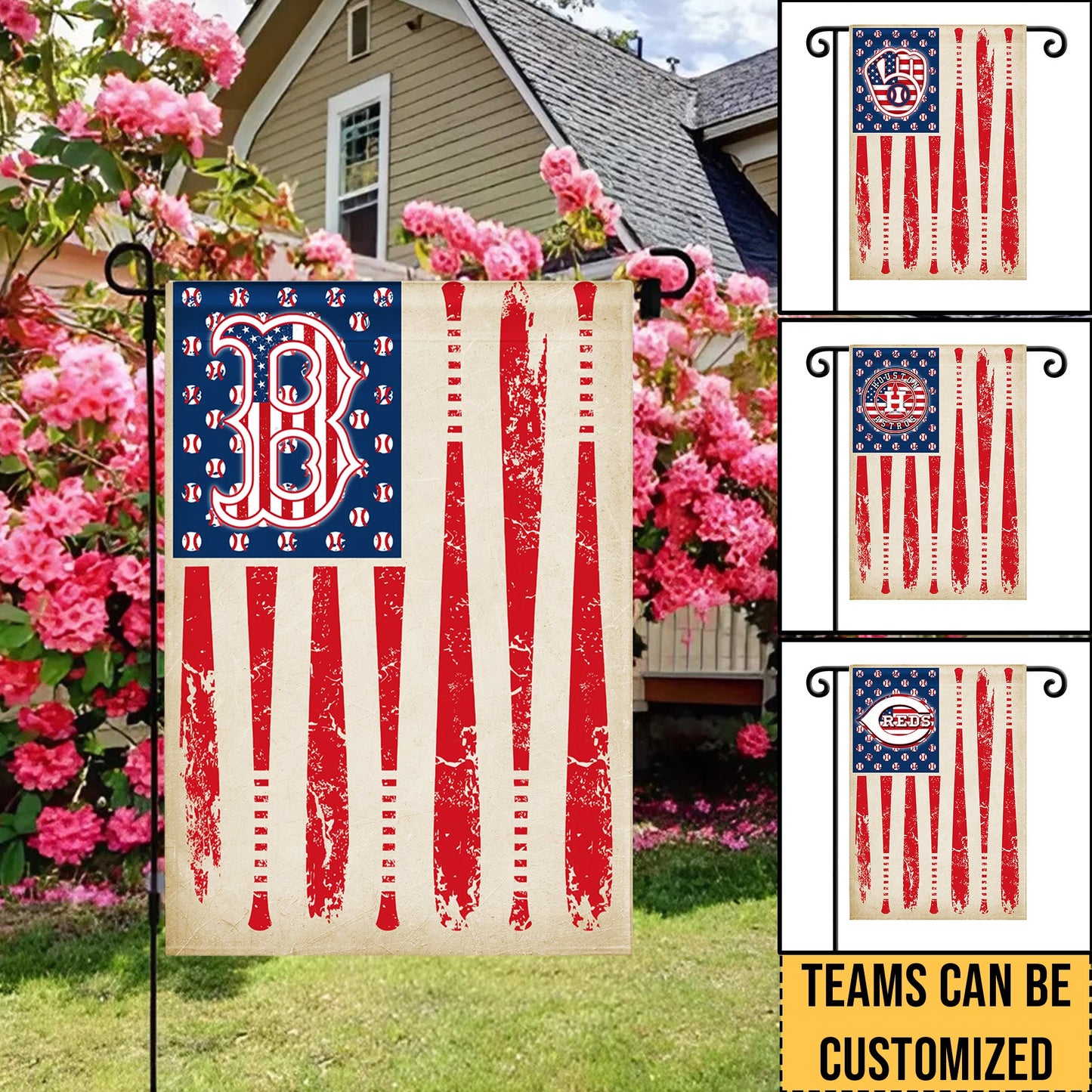 Patriotic 4th of July American Baseball Garden Flag - Customized Flag