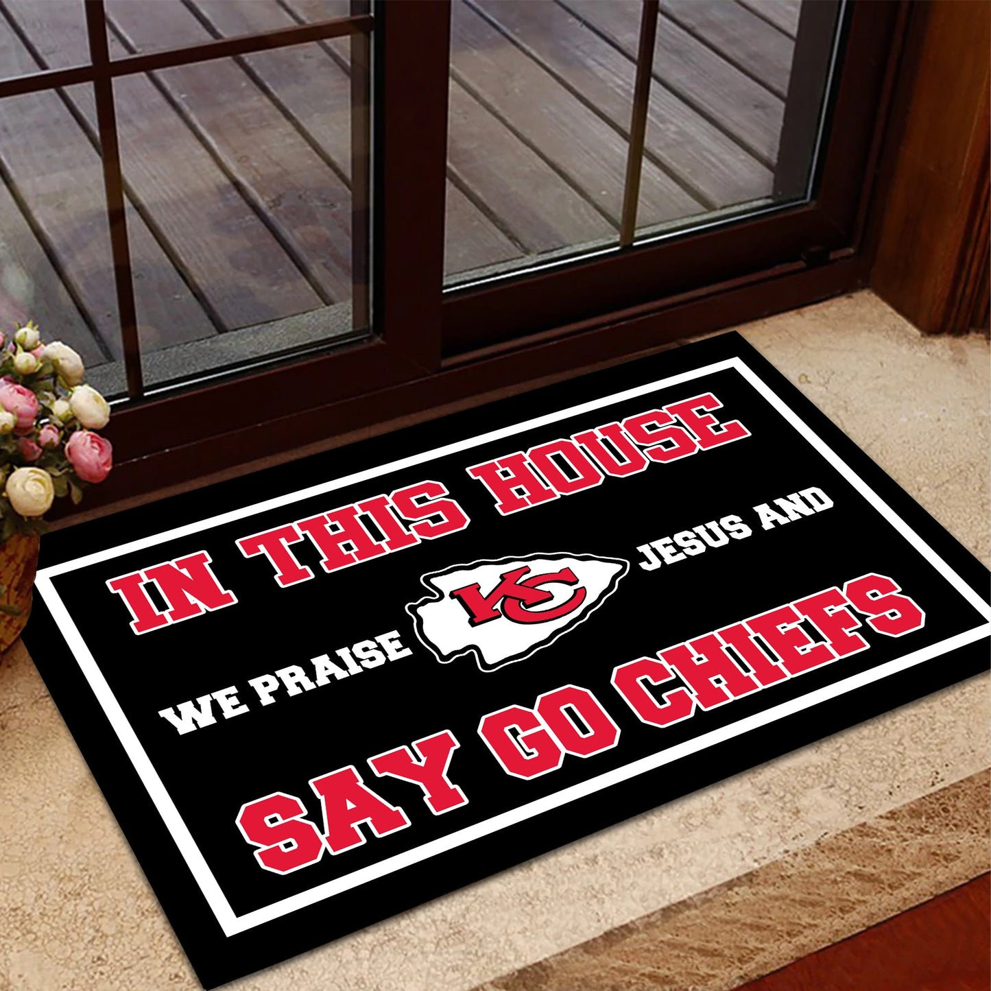 In This House We Praise Jesus Doormat - Anti Slip Indoor Doormat - KSCC