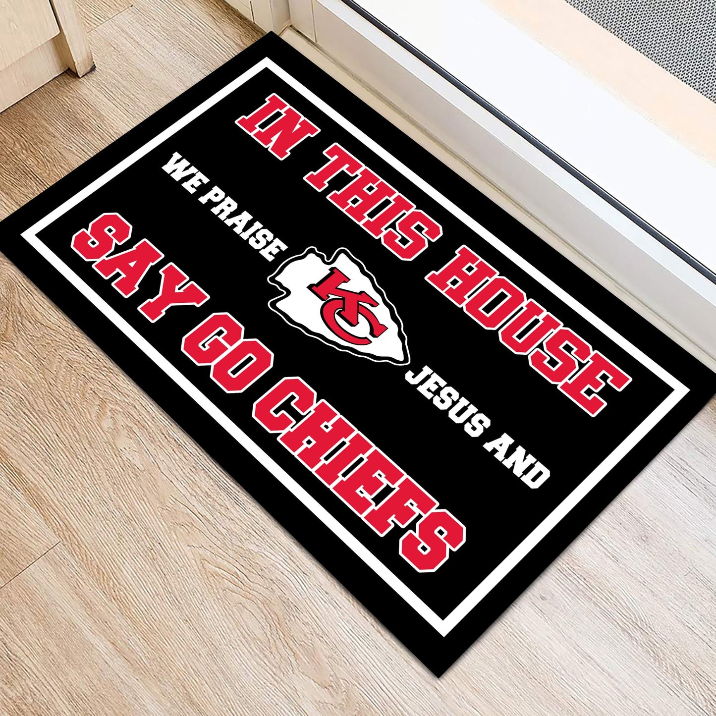 In This House We Praise Jesus Doormat - Anti Slip Indoor Doormat - KSCC
