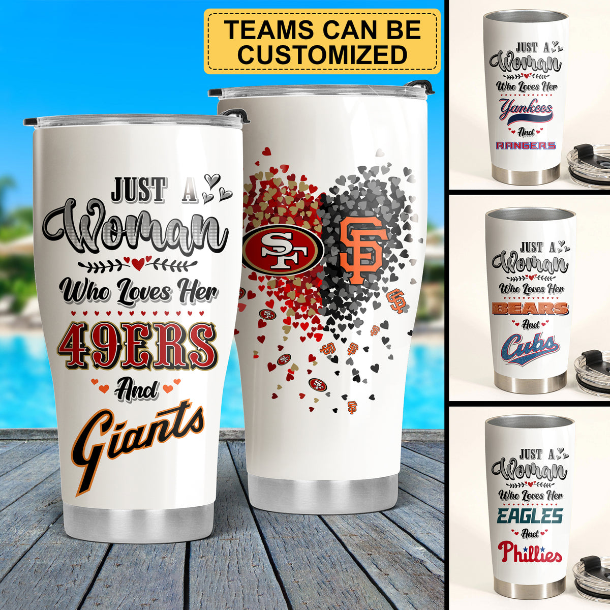 Just A Woman Who Loves Her Teams - Customized Tumbler (clt)