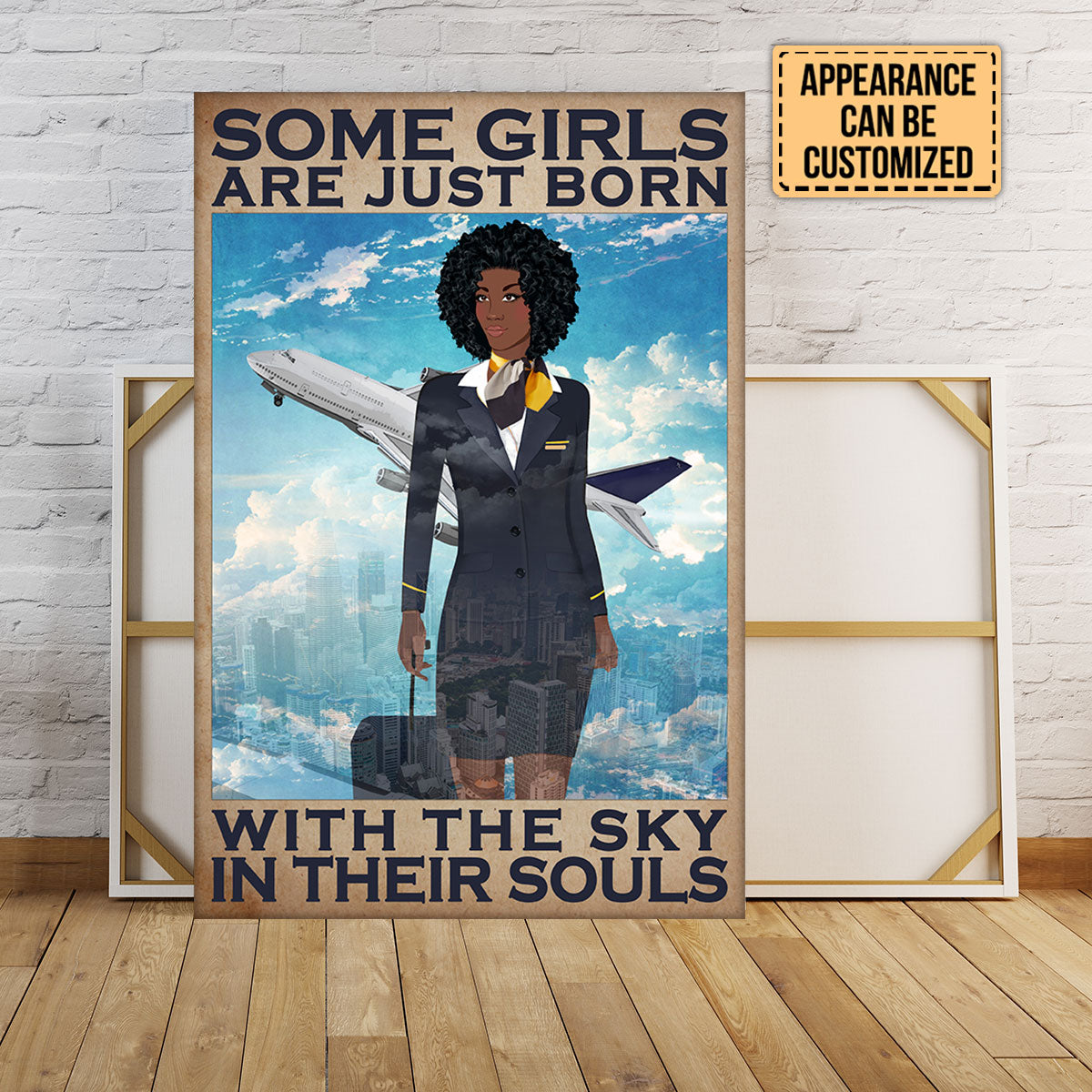 Personalized Flight Attendant Some Girls Are Just Born With The Sky In Their Souls Poster & Canvas