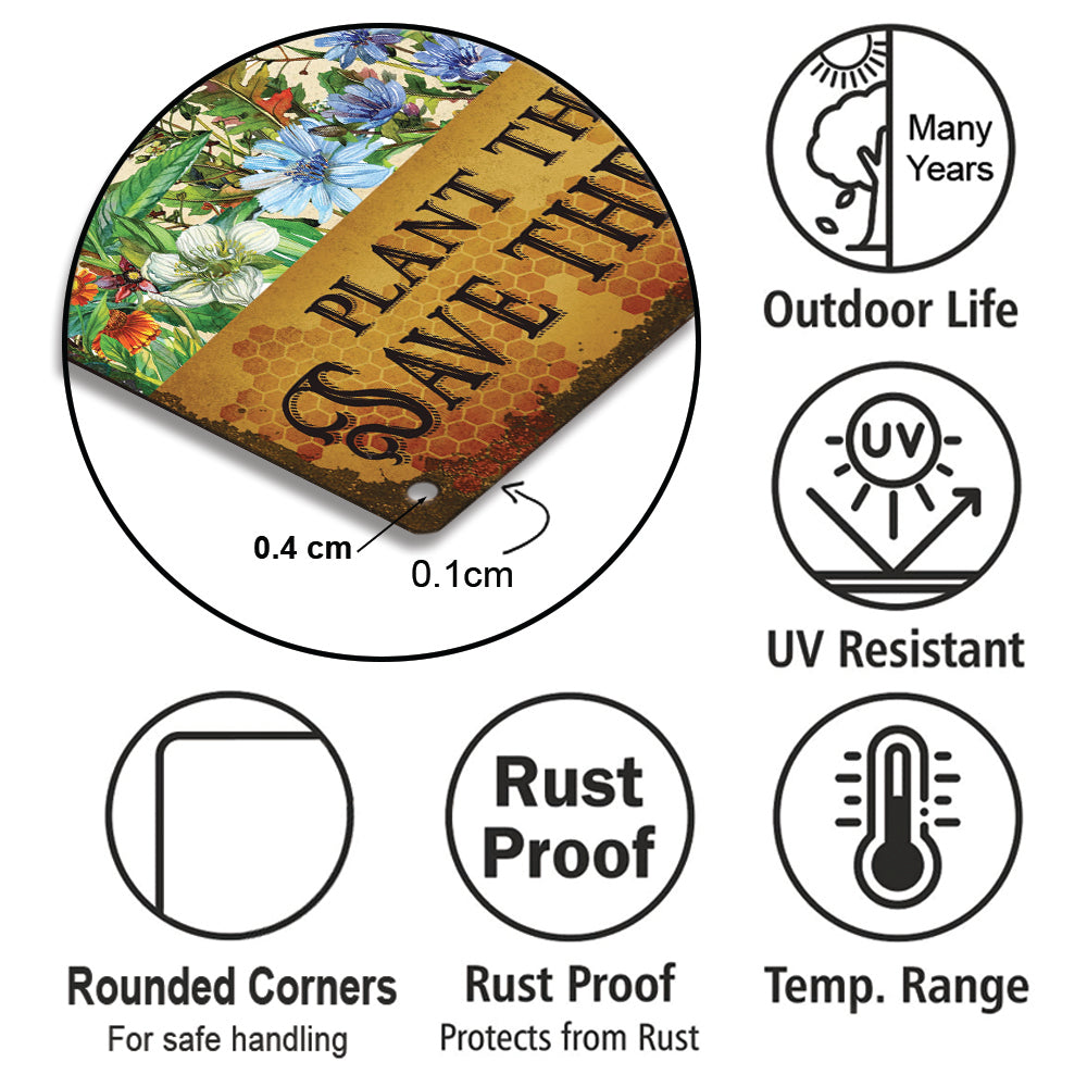 Personalized Garden Plant These Save The Bees Classic Metal Sign