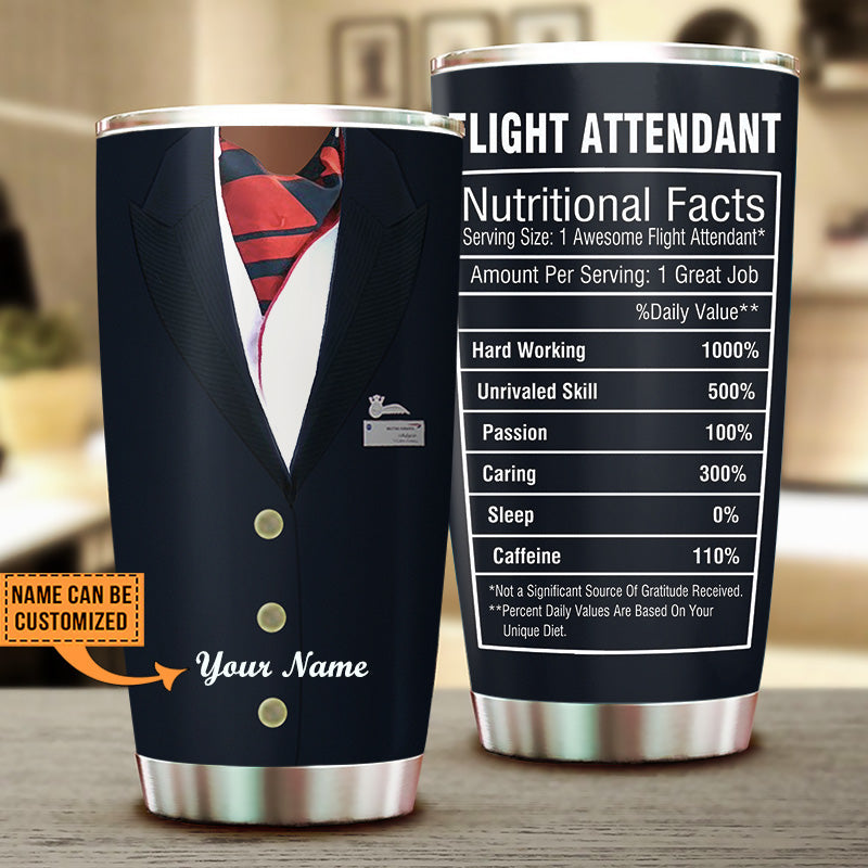 Personalized Flight Attendant Nutritional Facts Tumbler