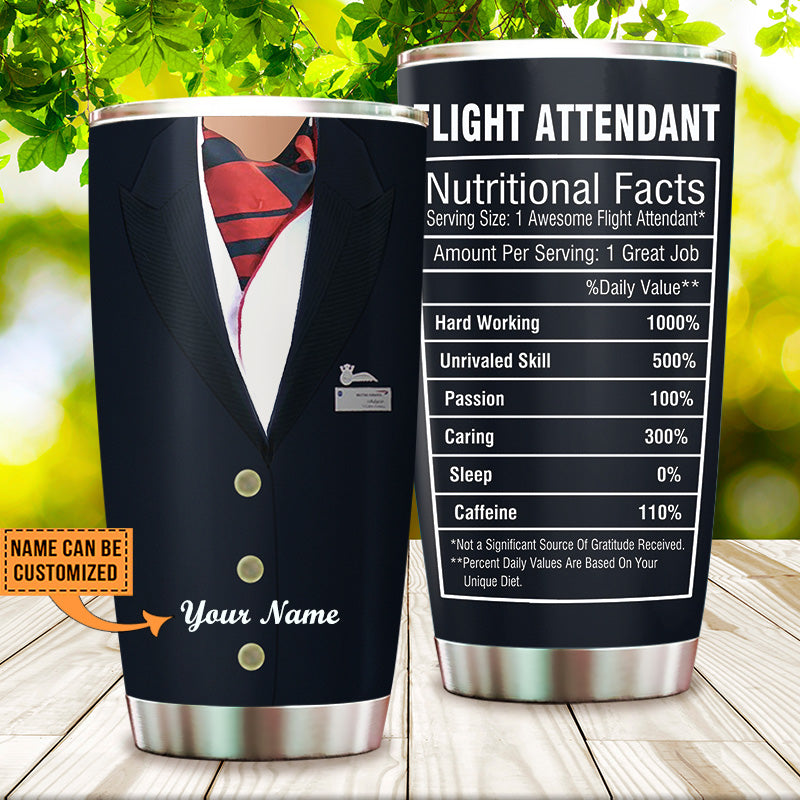 Personalized Flight Attendant Nutritional Facts Tumbler
