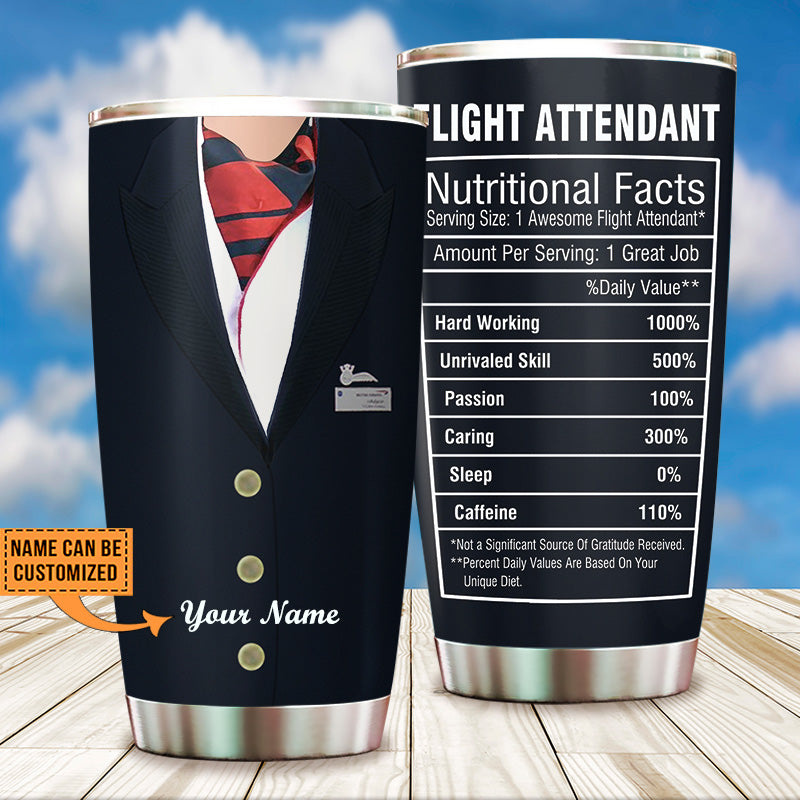 Personalized Flight Attendant Nutritional Facts Tumbler