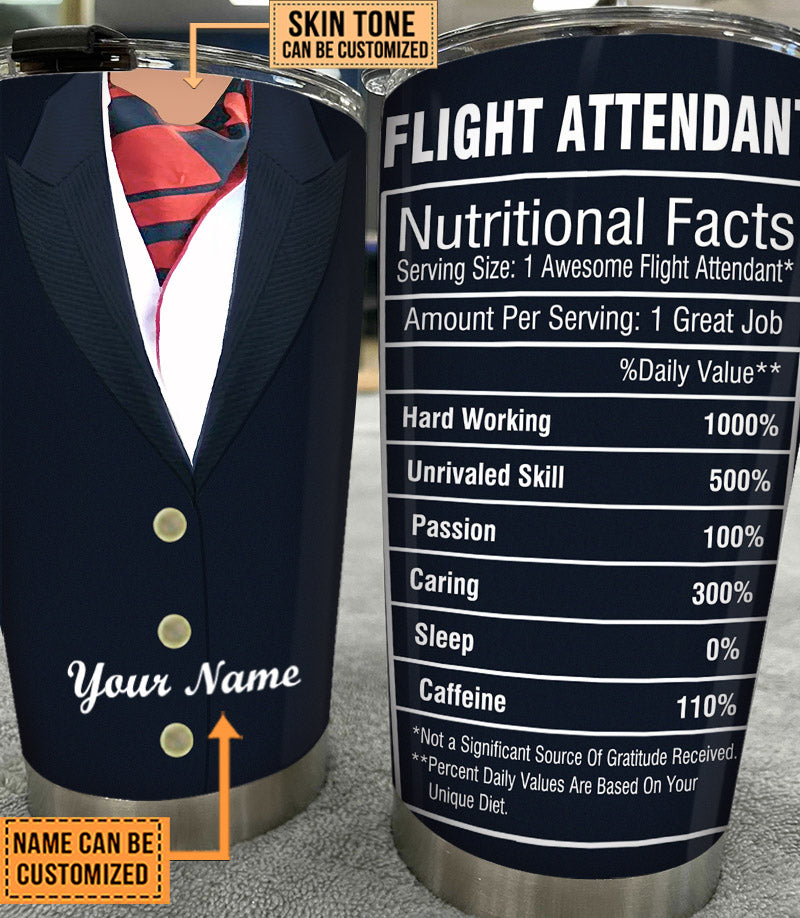 Personalized Flight Attendant Nutritional Facts Tumbler
