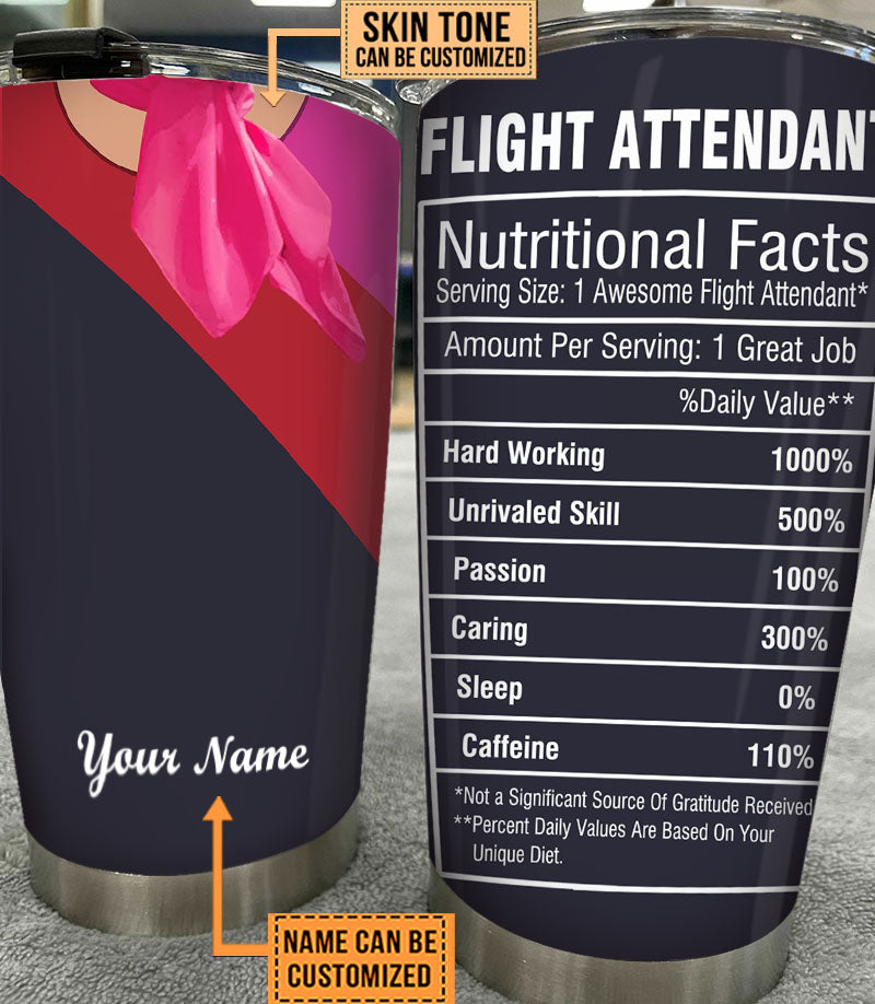 Personalized Flight Attendant Nutritional Facts Tumbler
