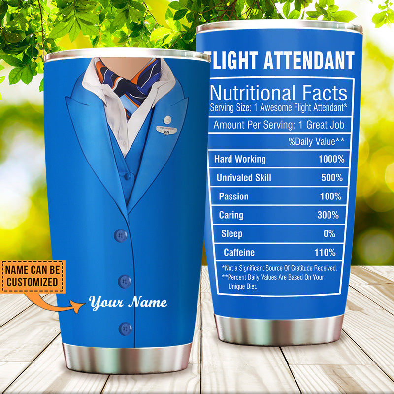 Personalized Flight Attendant Nutritional Facts Tumbler