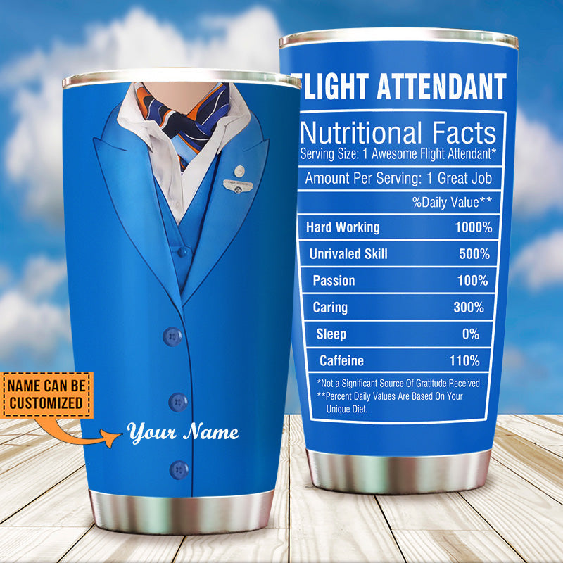 Personalized Flight Attendant Nutritional Facts Tumbler