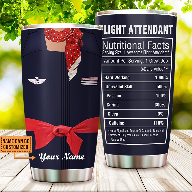 Personalized Flight Attendant Nutritional Facts Tumbler
