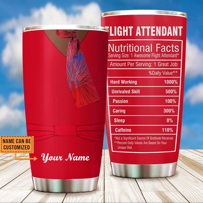 Personalized Flight Attendant Nutritional Facts Tumbler
