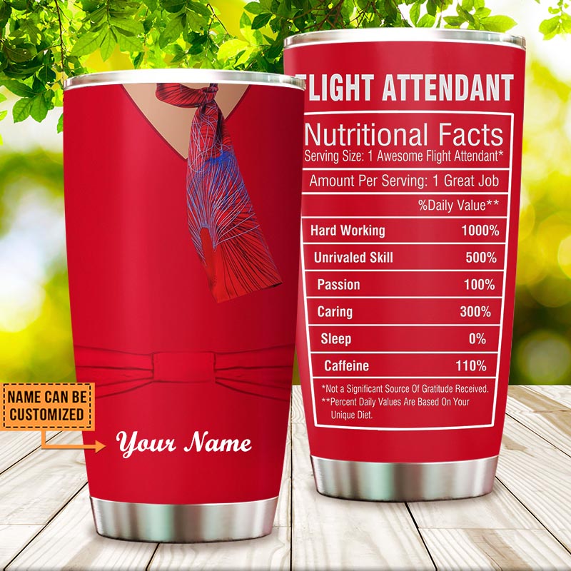 Personalized Flight Attendant Nutritional Facts Tumbler