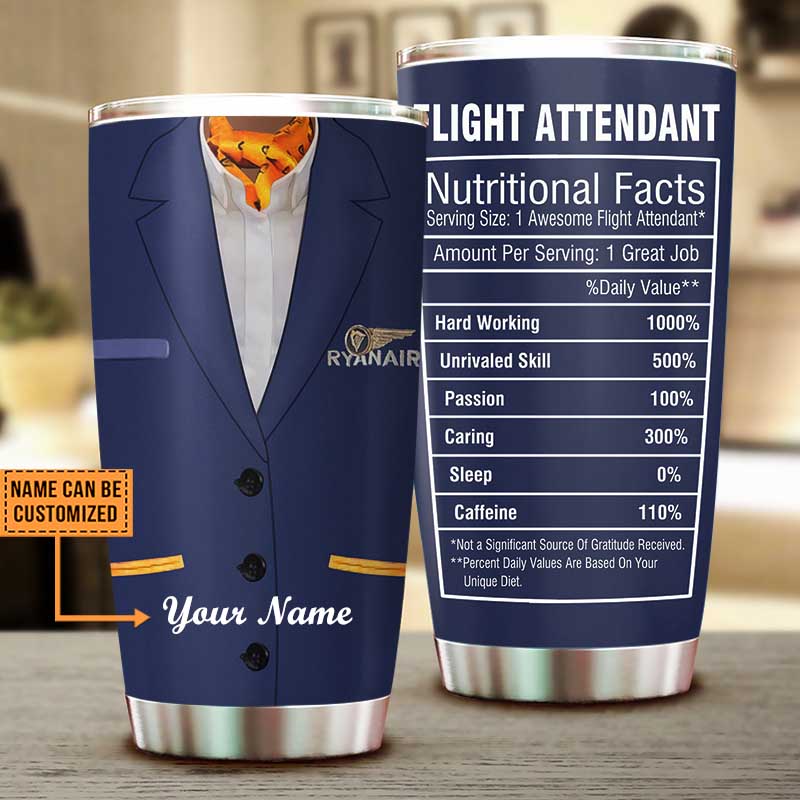 Personalized Flight Attendant Nutritional Facts Tumbler