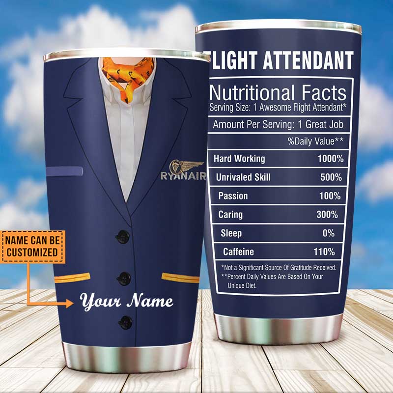 Personalized Flight Attendant Nutritional Facts Tumbler