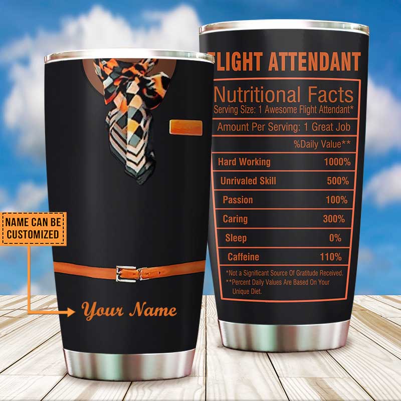 Personalized Flight Attendant Nutritional Facts Tumbler