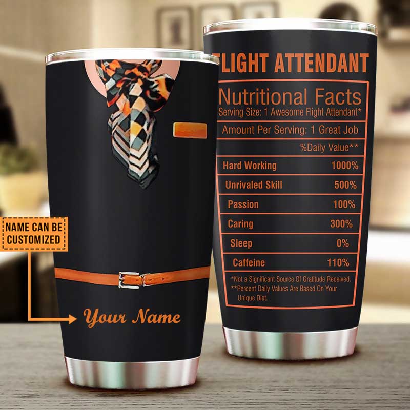 Personalized Flight Attendant Nutritional Facts Tumbler