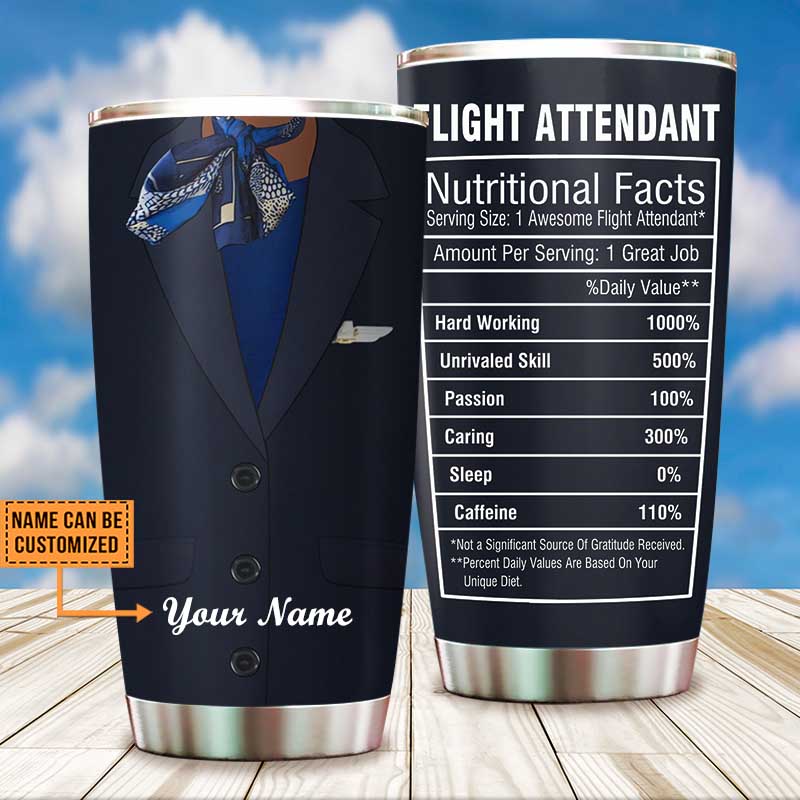 Personalized Flight Attendant Nutritional Facts Tumbler