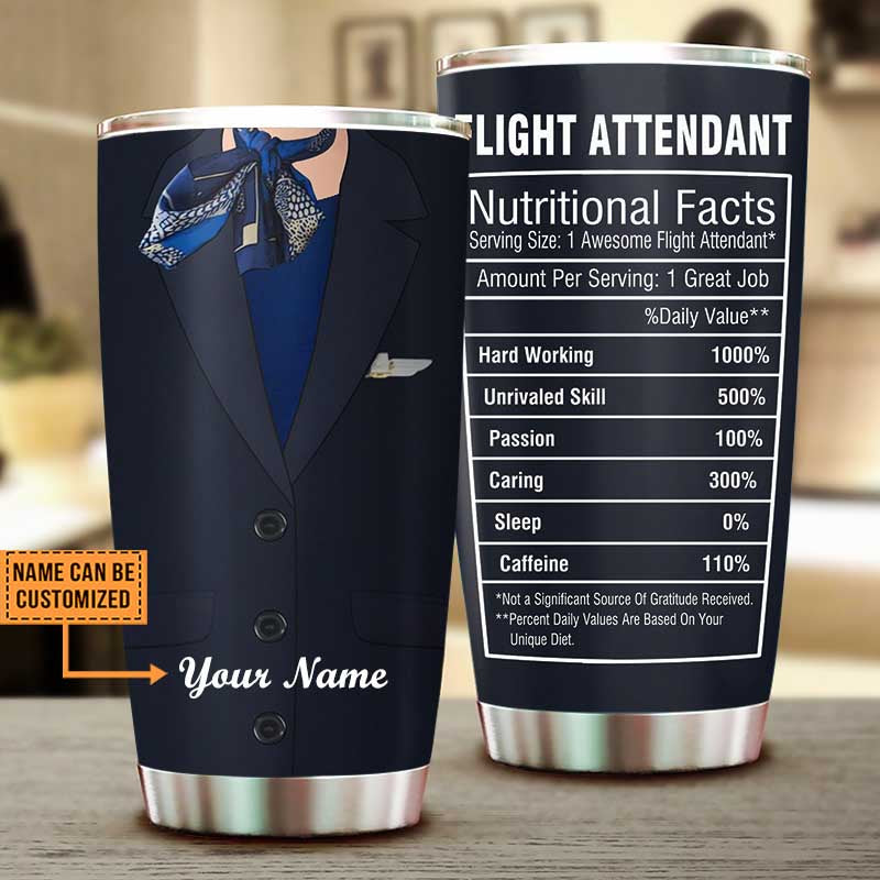 Personalized Flight Attendant Nutritional Facts Tumbler