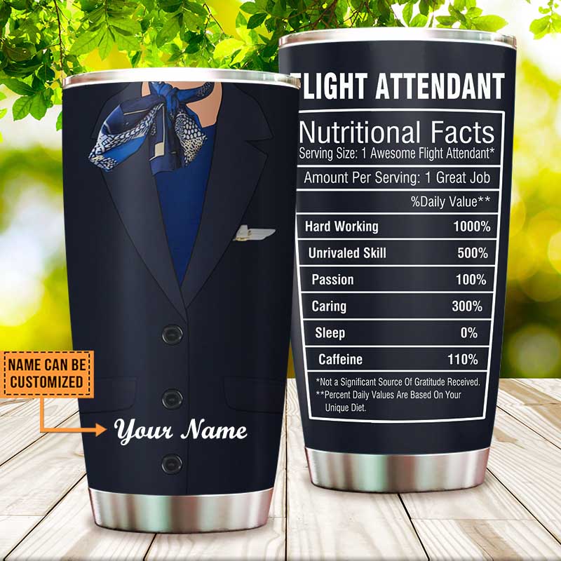 Personalized Flight Attendant Nutritional Facts Tumbler