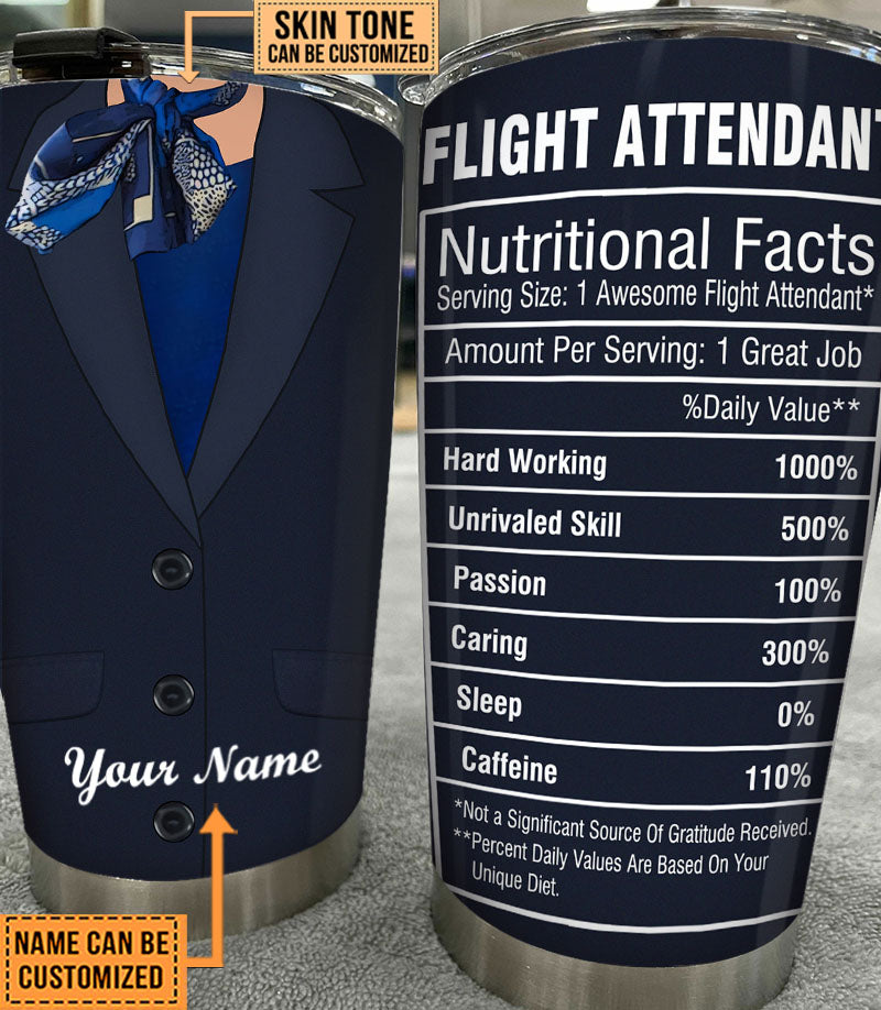 Personalized Flight Attendant Nutritional Facts Tumbler