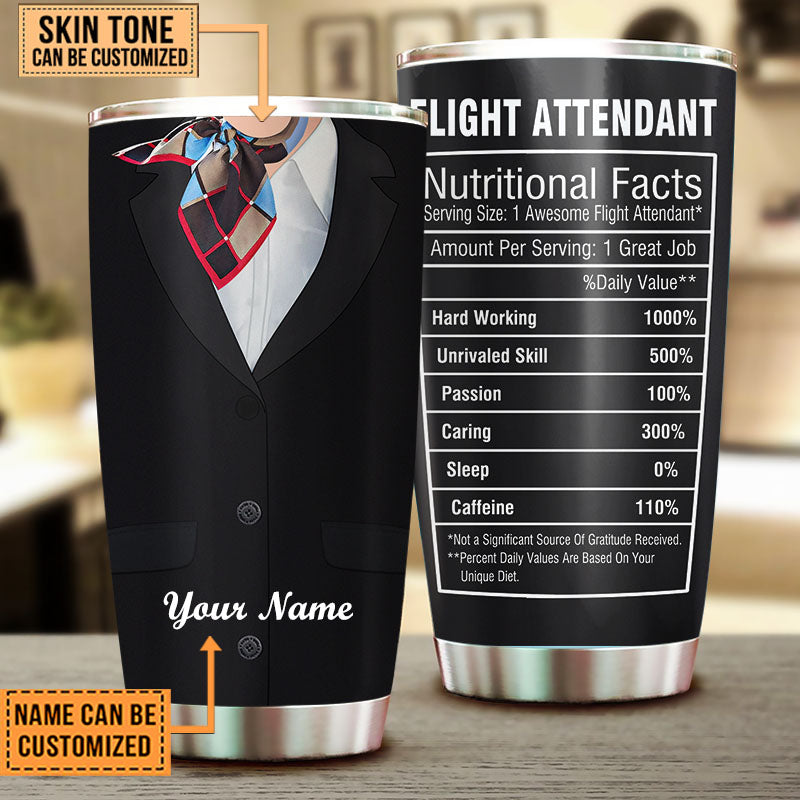 Personalized Flight Attendant Nutritional Facts Tumbler