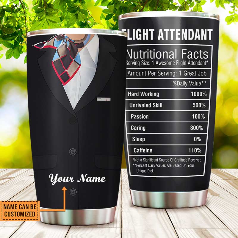 Personalized Flight Attendant Nutritional Facts Tumbler