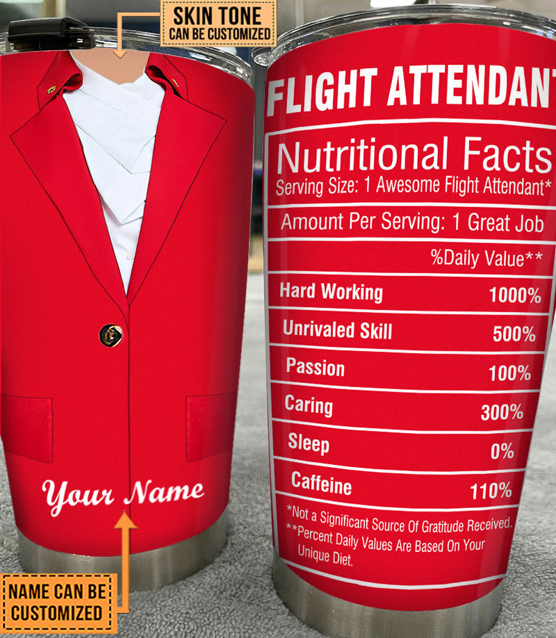 Personalized Flight Attendant Nutritional Facts Tumbler