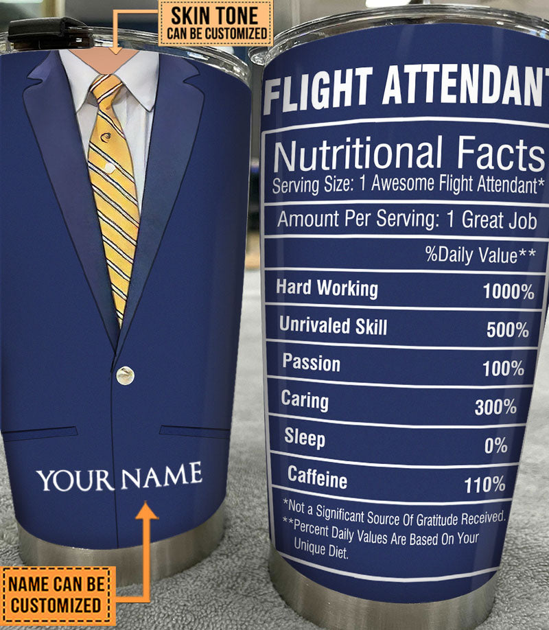 Personalized Flight Attendant Nutritional Facts Tumbler