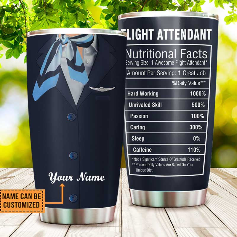Personalized Flight Attendant Nutritional Facts Tumbler