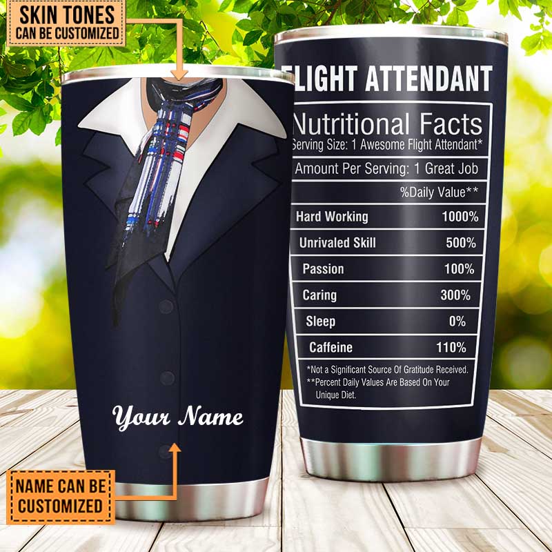 Personalized Flight Attendant Nutritional Facts Tumbler